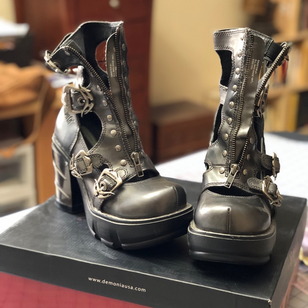 Demonia 5 inch platform cage bootie